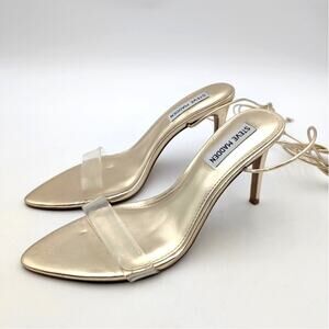 Steve Madden Dollyy Ankle Strap Heel Sandals Women's Gold Size US7M EU37.5